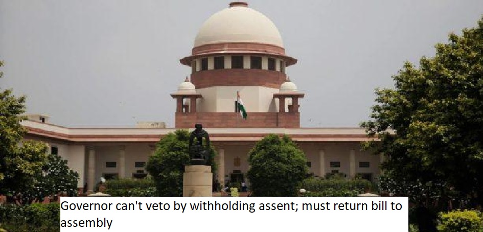  Governor can't veto by withholding assent; must return bill to assembly: Supreme Court.